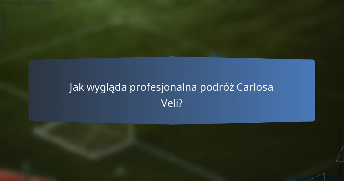 Jak wygląda profesjonalna podróż Carlosa Veli?